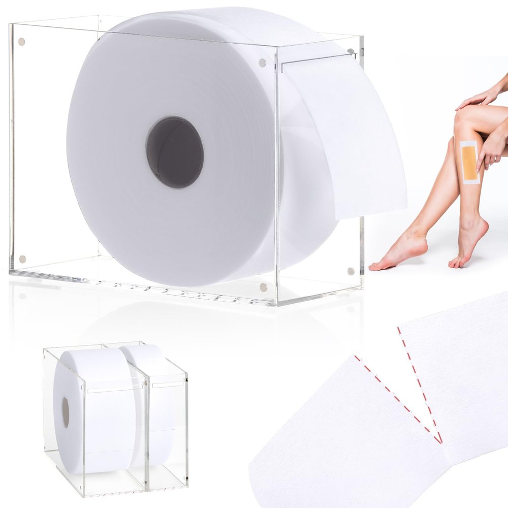 200 Pcs Non-Woven Wax Strip 2.8" X 44 Yards Pre-Cut Wax Strips with Acrylic Holder 1 Roll Epilating Wax Strips Waxing Paper Sheets for Body Legs Lint-Free Air Removal Paper for Home Professional Salon