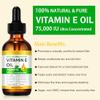 2PACK Vitamin E Oil for Face,100% Pure Vitamin E Oil,Organic Pure Vitamins E Oils,75,000 IU for Plump Skin,Body - Natural Antioxidant for Dryness, Wrinkles, Scars & Stretch Marks view 2