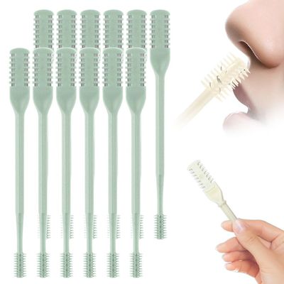 2025 New 2 in 1 Nasal Hair Cutter, Double Sided Nose Hair Knife Nostril Hair Remover Tool, Manual 360 Rotating Nose Hair Trimmer, Mini Noses Hair Remover Tool for Women and Men (Green, 12 Pcs)