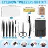 Lanties 12 Set 6 Pcs Eyebrow Tweezers Kit Christmas Stocking Stuffers Professional Stainless Steel Tweezers Set for Women and Men Facial Hair Splinter and Ingrown Hair Removal(Black) view 2