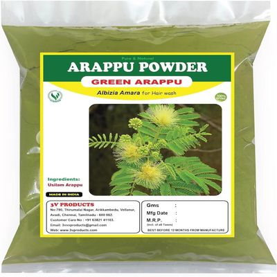 3.V PRO.DUC.TS Arappu Powder 100g | Albizia Amara | Usilam | Green Arappu for Hair wash & Hair Care