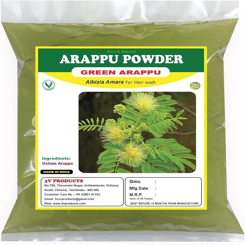 3.V PRO.DUC.TS Arappu Powder 100g | Albizia Amara | Usilam | Green Arappu for Hair wash & Hair Care