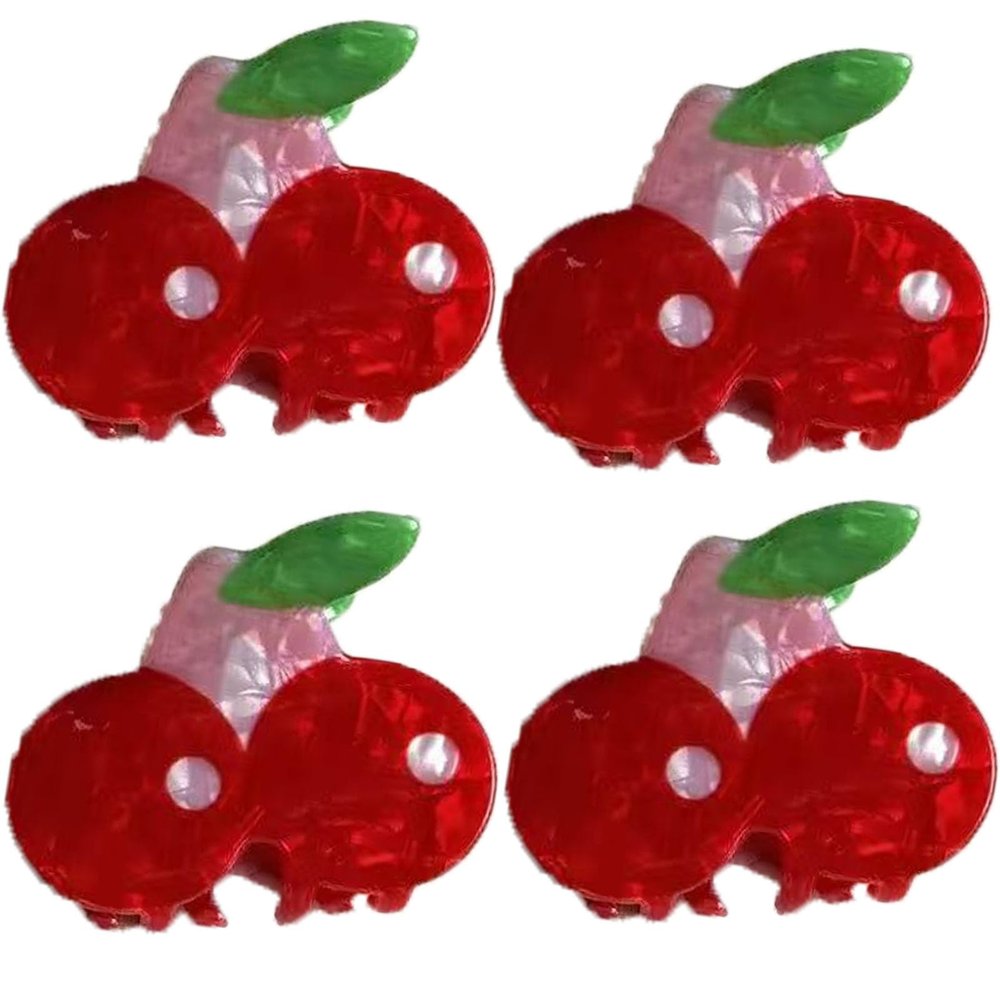Cherry Claw Clip,Cherry Hair Clip,Fruit Shape Hair Claw Clips,Food Hair Jaw Clips,Acrylic Hair Clip for Women,Small Hair Barrettes for Girls,Pack of 4 (s16)