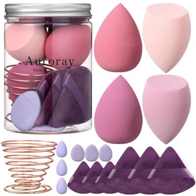 17PCS Makeup Sponge Set for Foundation with 6PCS Powder Puff, 3PCS Mini Makeup Sponges, 3PCS Foundation Mini Make Up Sponge Puff and 1PCS Make Up Sponges Holder