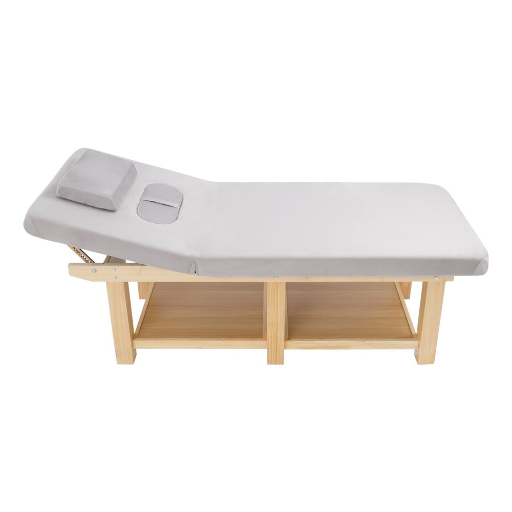 Wood Wide Stationary Massage Table for Treatment Physical Therapy Table Salon Spa Facial Bed,Professional Massage Bed,Heavy Duty 822 LBS Load,31.5'' W 75'' L (Light Grey 1)