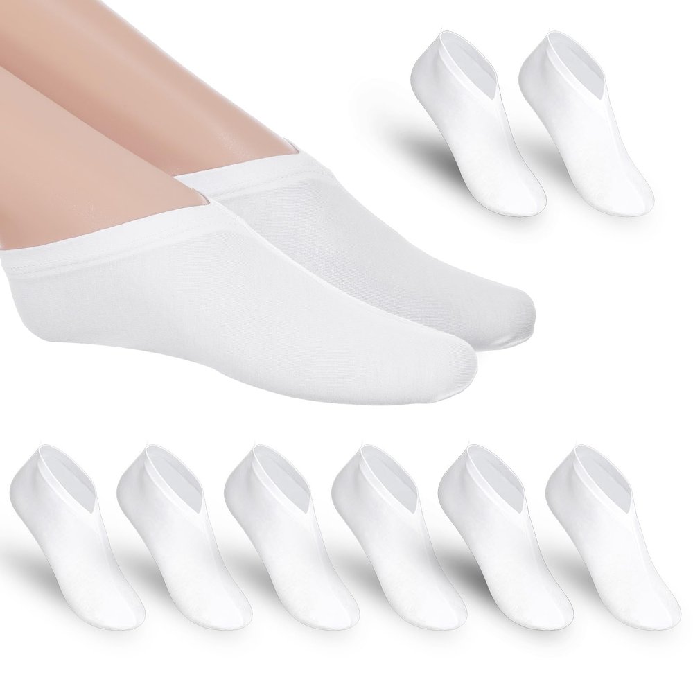 Nogeqi 4 Pairs Moisturizing Socks for Women, Moisture Spa Socks for Dry Feet Overnight, Cosmetic Lotion Sock for Cracked Heel Repair (White)