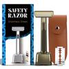 THURLADY Safety Razor with Pivoting Head, Dual-Blade Razors for Men, Reusable Metal Razor, with 20 Double Edge Blades and Stand, Smooth Close Clean Shave, Bronze view 1