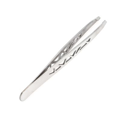 VOCOSTE 1 Pc Hollow Style Eyebrow Tweezer for Bathroom Travel Hotel Silver Tone