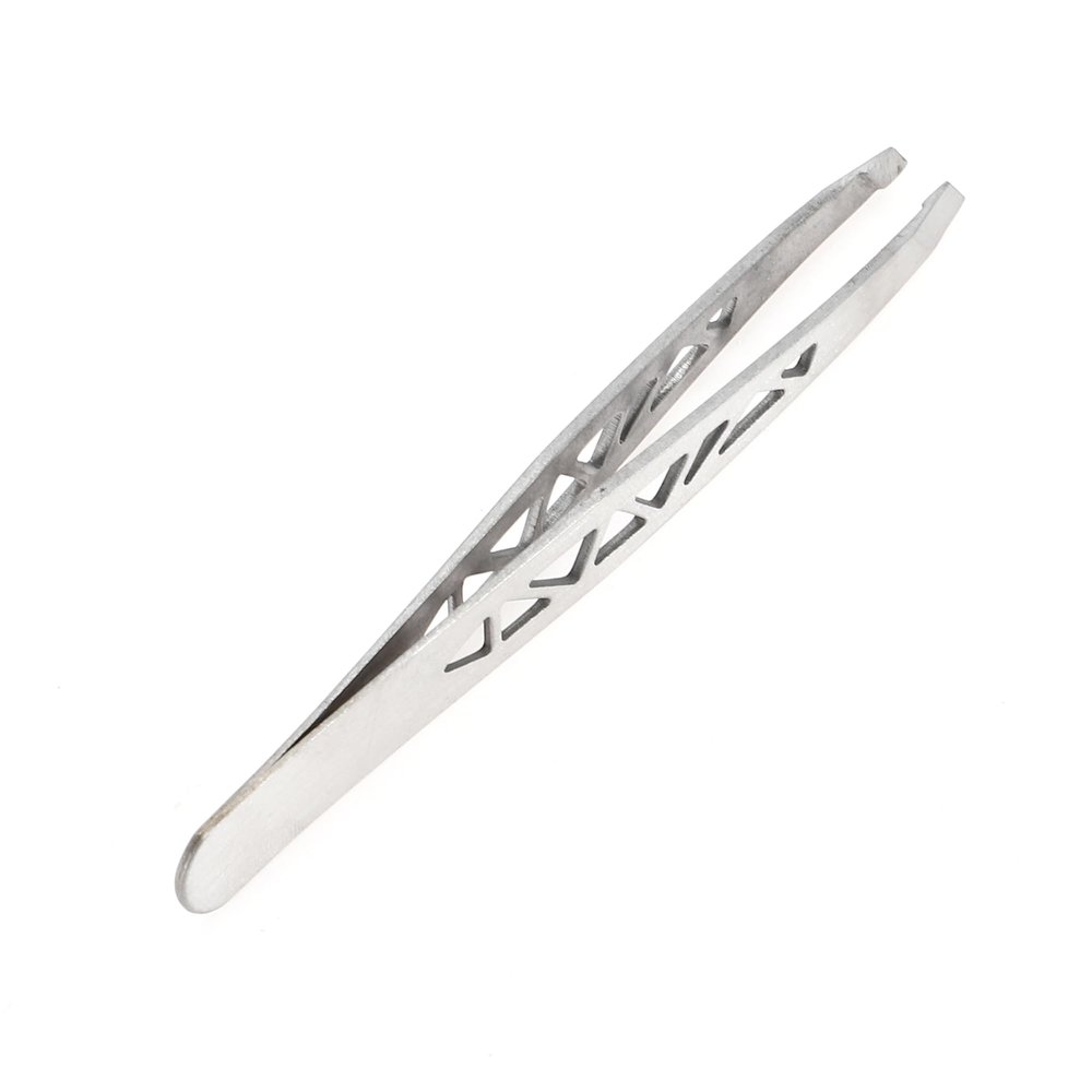 VOCOSTE 1 Pc Hollow Style Eyebrow Tweezer for Bathroom Travel Hotel Silver Tone