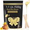 Wax Beads, 1.1lb/17.05oz Hard Wax Beads,Hard Wax for Coarse Hair Removal, Sensitive Skin, Brazilian Bikini - Wax Beans Bulk with 20 Sticks(Honey) view 1