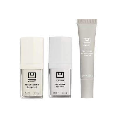 U Beauty 3-Piece Set  Resurfacing Compound 15mL + The SUPER Hydrator 15mL+ The PLASMA Lip Compound 15mL Anti-Aging Serum, Hydrating Cream & Contouring Lip Treatment with SIREN Capsule Technology
