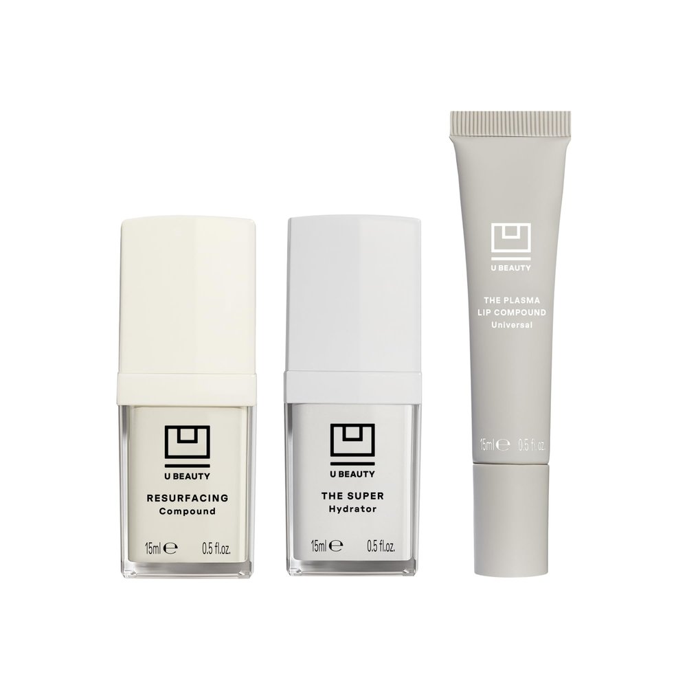 U Beauty 3-Piece Set Resurfacing Compound 15mL + The SUPER Hydrator 15mL+ The PLASMA Lip Compound 15mL Anti-Aging Serum, Hydrating Cream & Contouring Lip Treatment with SIREN Capsule Technology