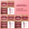 Matte Lip Liner Pencil Set 3 Pack, Long-Lasting Waterproof Lip Liners, Smudge-Proof and High Pigment Lip Liner Kit, Smooth Application for Defining & Shaping Lips, Non-Fading Matte Finish-2# view 2