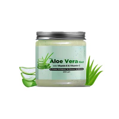 A,loe Ver,a Gel Moisturizer for Face & Hair Aloe Gel Enriched with Vitamin E for Soothing Skin Paraben & Silicone Free 200g