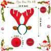 YUMUWBL 12 Pcs Christmas Reindeer Headbands with 12 Pcs Reindeer Red Nose, Funny Cute Xmas Deer Hairbands with reindeer ears for Christmas Party Favors Family Holiday(Green,Brown,Red) view 2