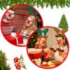 YUMUWBL 12 Pcs Christmas Reindeer Headbands with 12 Pcs Reindeer Red Nose, Funny Cute Xmas Deer Hairbands with reindeer ears for Christmas Party Favors Family Holiday(Green,Brown,Red) view 4