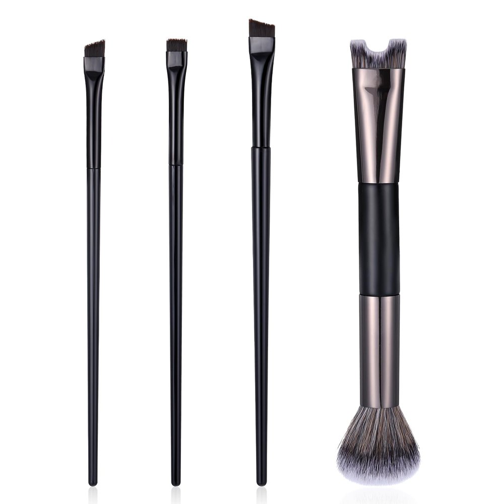 2pcs Nose Contour Brushes Set 2-In-1 U-Shaped Fluffy Brush and Angled Tilt Brush for Nose Sculpting and Defining