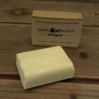 AMISH BASKETS AND BEYOND All-Natural Hand-Cut Bar Soap, 5 Ounce (Wildflower - Beig)