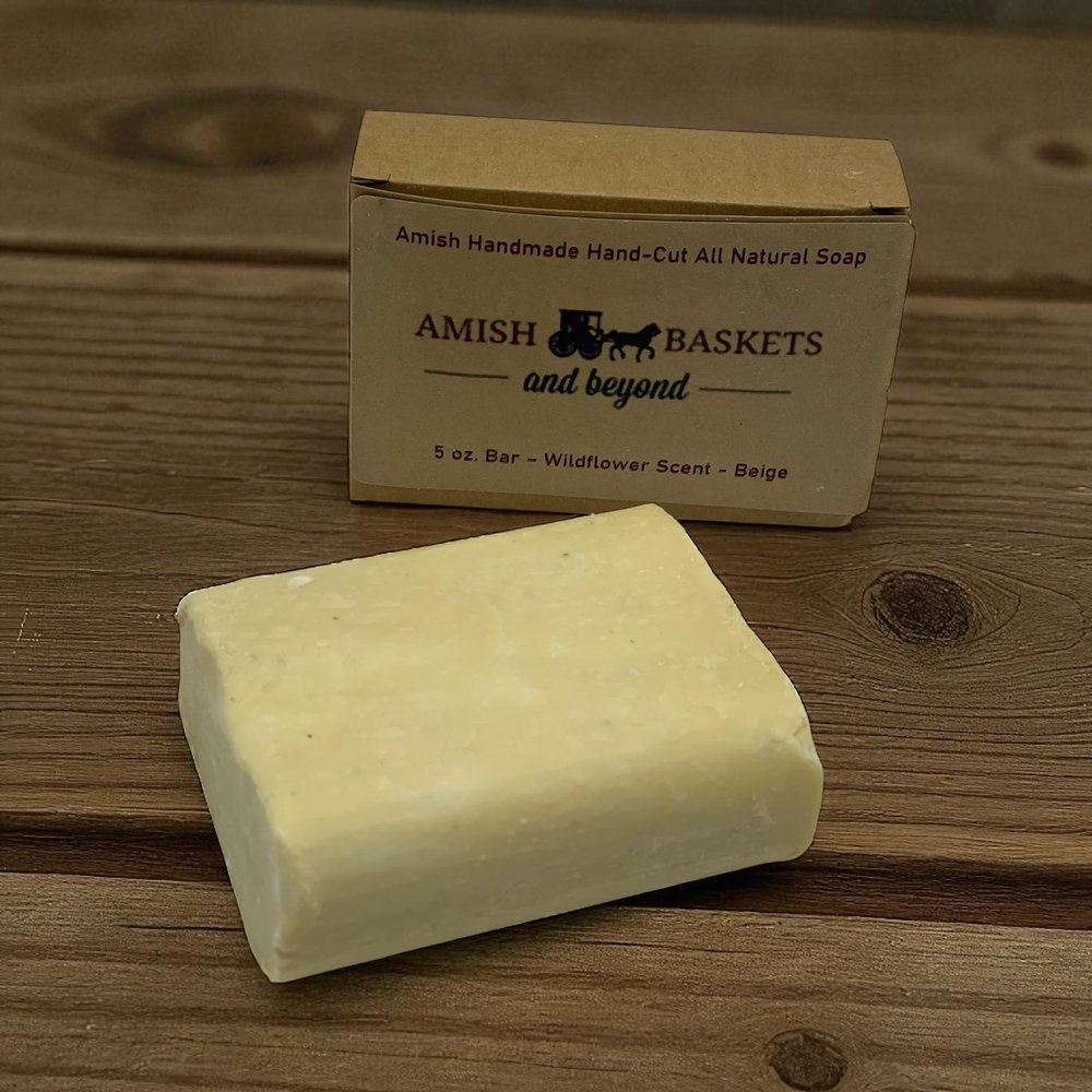 AMISH BASKETS AND BEYOND All-Natural Hand-Cut Bar Soap, 5 Ounce (Wildflower - Beig)