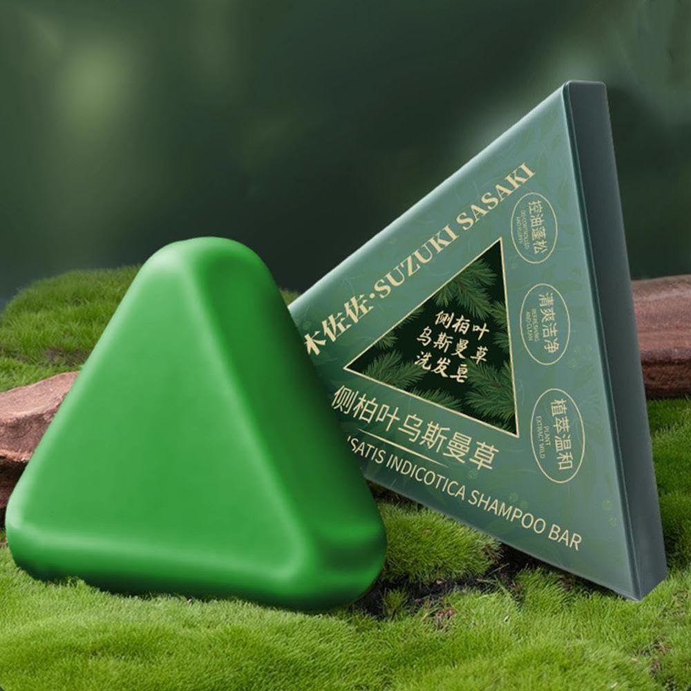 2PCS Nature Triangle Shampoo Bar, 2026 New Usman Grass Shampoo Bar,Nature Seven Green Soap Shampoos,Natural Herbal Hair Care,Green Triangle Soap for Hair,Calming & Strengthens Hair for Women and Mens