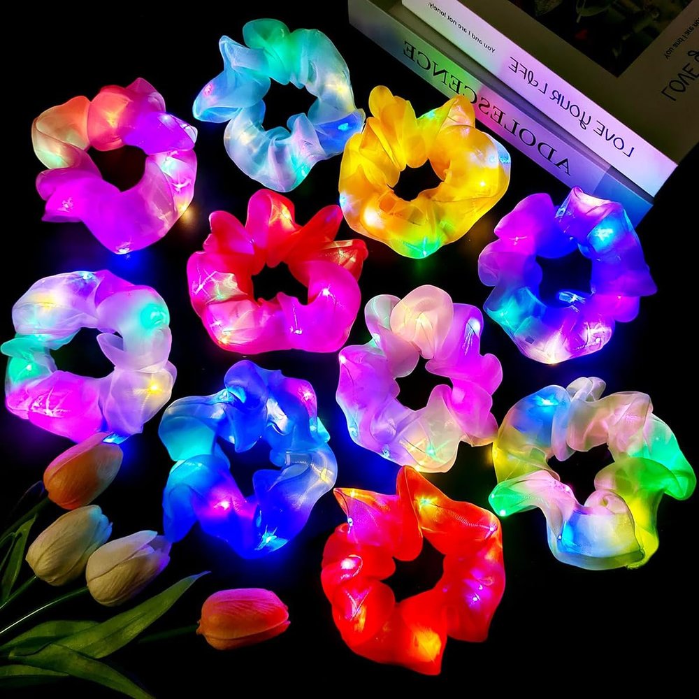 10 Packs Light Up Hair Bands Glow in the Dark Flashing Hair Bands Glowing Hair Accessories for Halloween Glow Party Music Festival Accessories