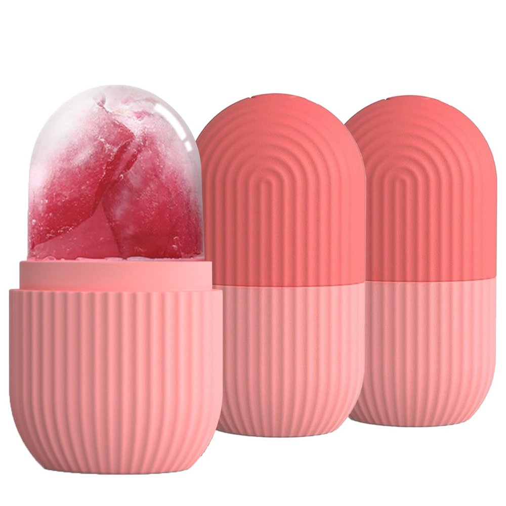 3 Pack Ice Roller for Face Eyes Women Facial Depuffer,Skin Care,Ice Pack Neck Massager,Cooling &Smoothing,Beauty Essentials(Pink)