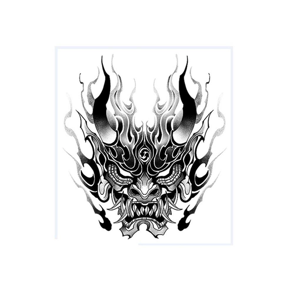 2pcs Prajna Chest Dark Temporary Tattoo Stickers For Men And Women, Semi Permanent, Non Reflective, Waterproof, Lasting For 2 Weeks, Fake Tattoos