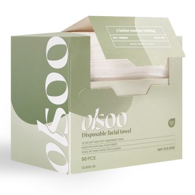 OLSOO Clean Face Towels XL  100% Viscose, OEKO-TEX Certified, Ultra Soft Disposable Towels, Super Absorbent & Eco-Friendly for All Skin Types (50 Count)