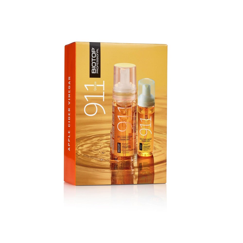 Biotop Professional 911 Quinoa Purify & Shine Vinegar Kit - Apple Cider Vinegar Rinsing Foam (5.74 oz & 2.5 oz) - Clarifying Scalp Cleanser for Shine, Detox, and pH Balance (2 Piece Set)