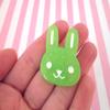 Big Green Glitter Bunny Cabochons rdnqu (6 Pieces) view 1