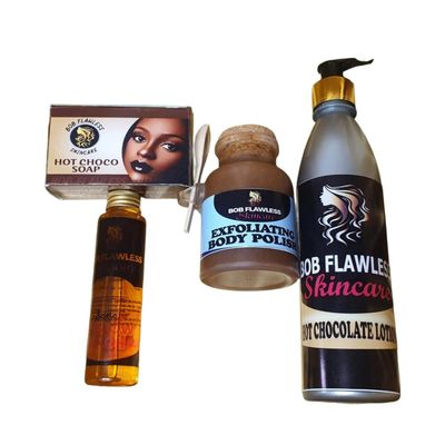 Bob Flawless Hot Chocolate Set - Melanin Glow Skincare with Grapeseed Oil & Carrot Extracts for Smooth, Clear & Radiant Skin
