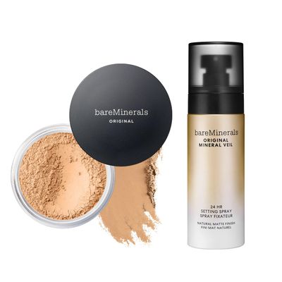 bareMinerals Original Loose Powder Foundation SPF 15, Clean Mineral Powder Face Makeup, Sheer-to-Full Coverage, Talc-Free, Non-Comedogenic, Vegan + Mineral Veil Natural Matte Setting Spray Bundle