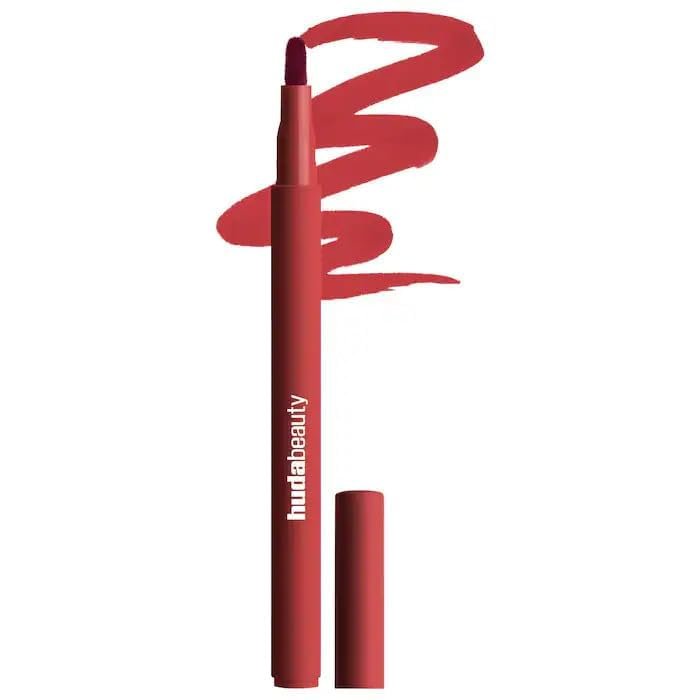 H.U.D.A - Lip Contour Lip Stain for 12-Hour Wear, Long-wearing, Liquid Formula, Matte Finish, Full Coverage, Cruelty-Free - Color: Cherry Red - (blue-toned red)
