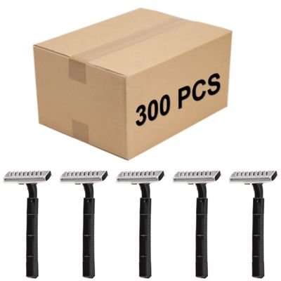 Disposable Razors Bulk for Men Women: 300 Pcs Stainless Steel Twin Blade Disposable Razors with Clear Safety Cap Wrapped, Portable Shaving Razor for Hotel Travel Camping Charity Apartment