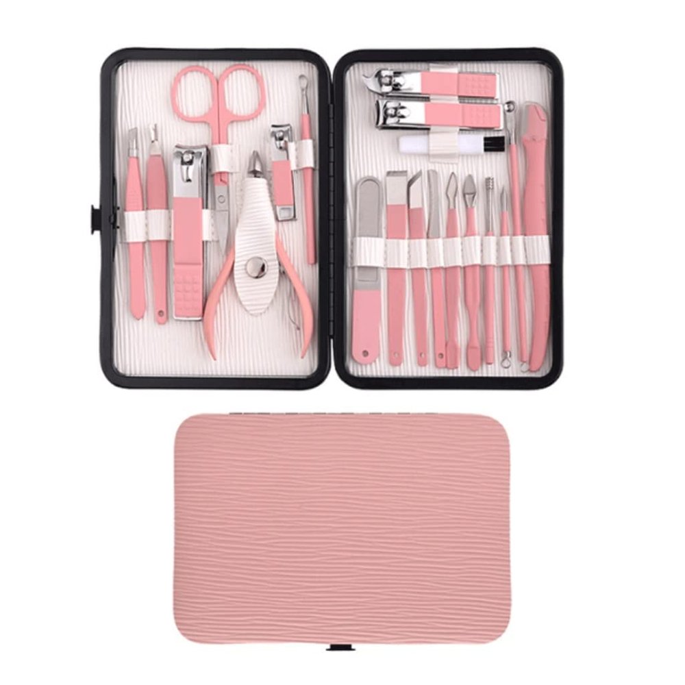 20 Pcs Manicure Set Professional Pedicure Care Tools Stainless Steel Scissor Tweezer Nail Clippers Grooming Kit