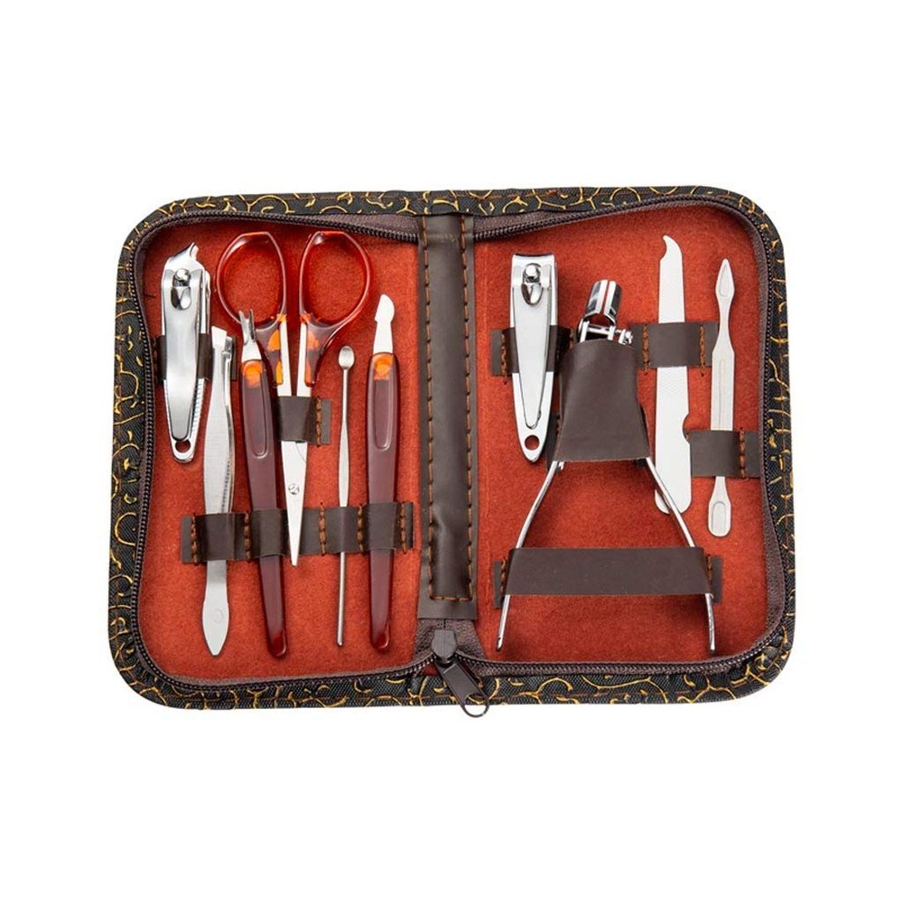 10Pcs Pedicure Manicure Set Nail Cuticle Clippers Travel Grooming Kit Case Nail Care Tool