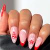 24Pcs Christmas French Tip Press on Nails Medium Almond Red Christmas Tree Stars Fake Nails White Bow Glue on Nails Pink Acrylic Nails for Women Winter Nail Decoration Supplies view 1