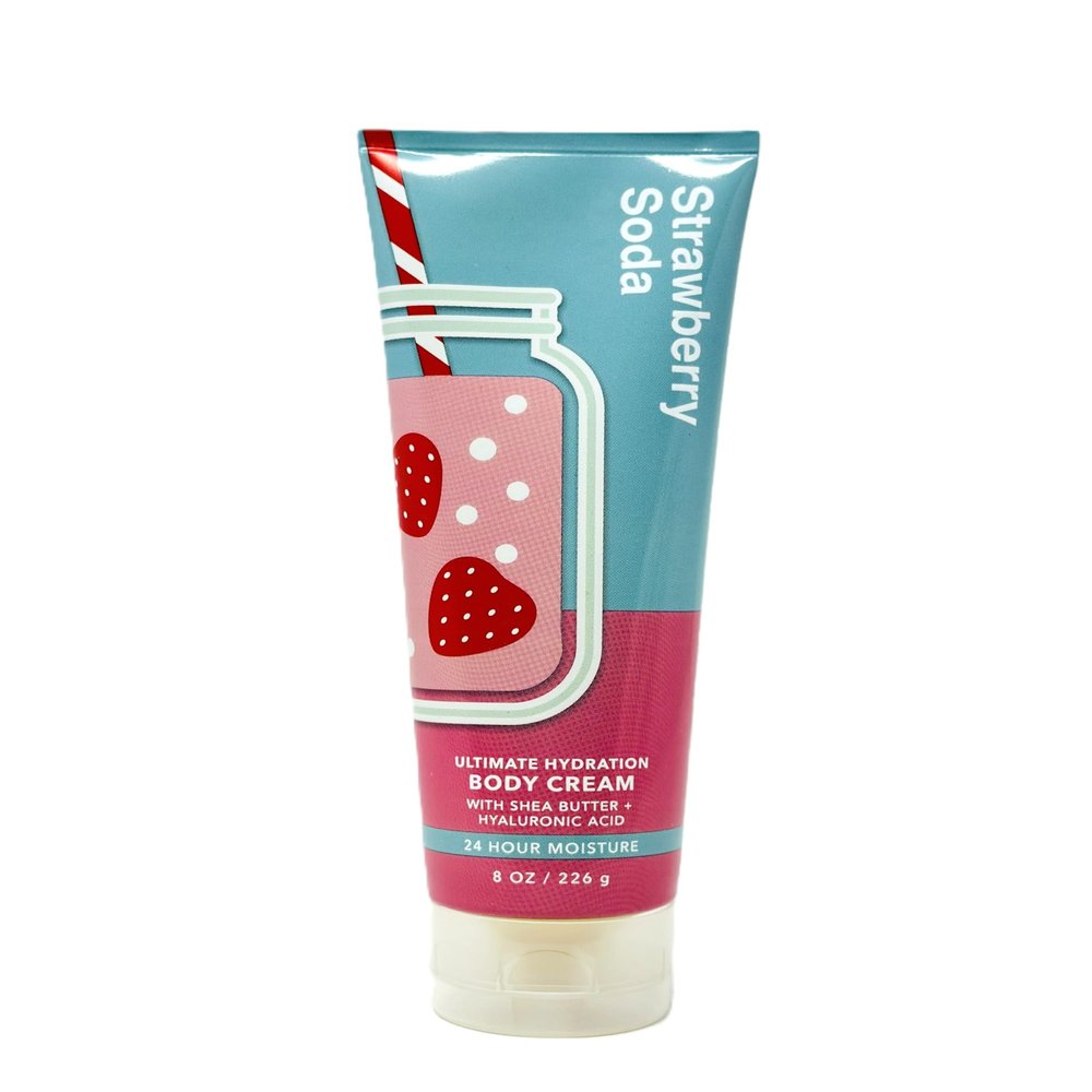 Bath and Body Ultimate Hydration Body Cream 24 Hour Moisture (8 Oz / 226 g, Strawberry Soda)
