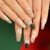 24Pcs Christmas Press on Nails Medium Square 3D Snowflake Fake Nails Glitter Winter Glue on Nails Green White Acrylic Nails for Women Christmas Nail Decoration Supplies view 1