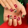 24Pcs Christmas Press on Nails Short Christmas Round Shape Fake Nails 3D Red Socks Santa Claus Glue on Nails Matte Acrylic Nails for Women Holiday Nail Decoration Supplies view 1