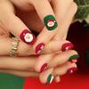 24Pcs Christmas Press on Nails Short Christmas Round Shape Fake Nails 3D Red Socks Santa Claus Glue on Nails Matte Acrylic Nails for Women Holiday Nail Decoration Supplies view 2