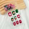 24Pcs Christmas Press on Nails Short Christmas Round Shape Fake Nails 3D Red Socks Santa Claus Glue on Nails Matte Acrylic Nails for Women Holiday Nail Decoration Supplies view 4