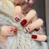 24Pcs Christmas Press on Nails Short Square Reindeer Santa Claus Fake Nails Cute Glue on Nails Winter Acrylic Nails for Women Red Christmas Nail Decoration Supplies view 1