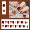 24Pcs Christmas Press on Nails Short Square Reindeer Santa Claus Fake Nails Cute Glue on Nails Winter Acrylic Nails for Women Red Christmas Nail Decoration Supplies view 2