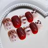 24Pcs Christmas Press on Nails Short Square Reindeer Santa Claus Fake Nails Cute Glue on Nails Winter Acrylic Nails for Women Red Christmas Nail Decoration Supplies view 3