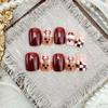 24Pcs Christmas Press on Nails Short Square Reindeer Santa Claus Fake Nails Cute Glue on Nails Winter Acrylic Nails for Women Red Christmas Nail Decoration Supplies view 4