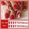 24Pcs Christmas Press on Nails Short Square Christmas Tree Snowman Fake Nails Cute Red Glue on Nails Christmas Acrylic Nails for Women Winter Holiday Nail Art Supplies Nail Decoration view 2