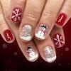 24Pcs Christmas Press on Nails Short Square Cute Snowmen Snowflake Fake Nails Glitter Glue on Nails Full Cover Acrylic Nails for Women Christmas Nail Decoration Supplies view 1