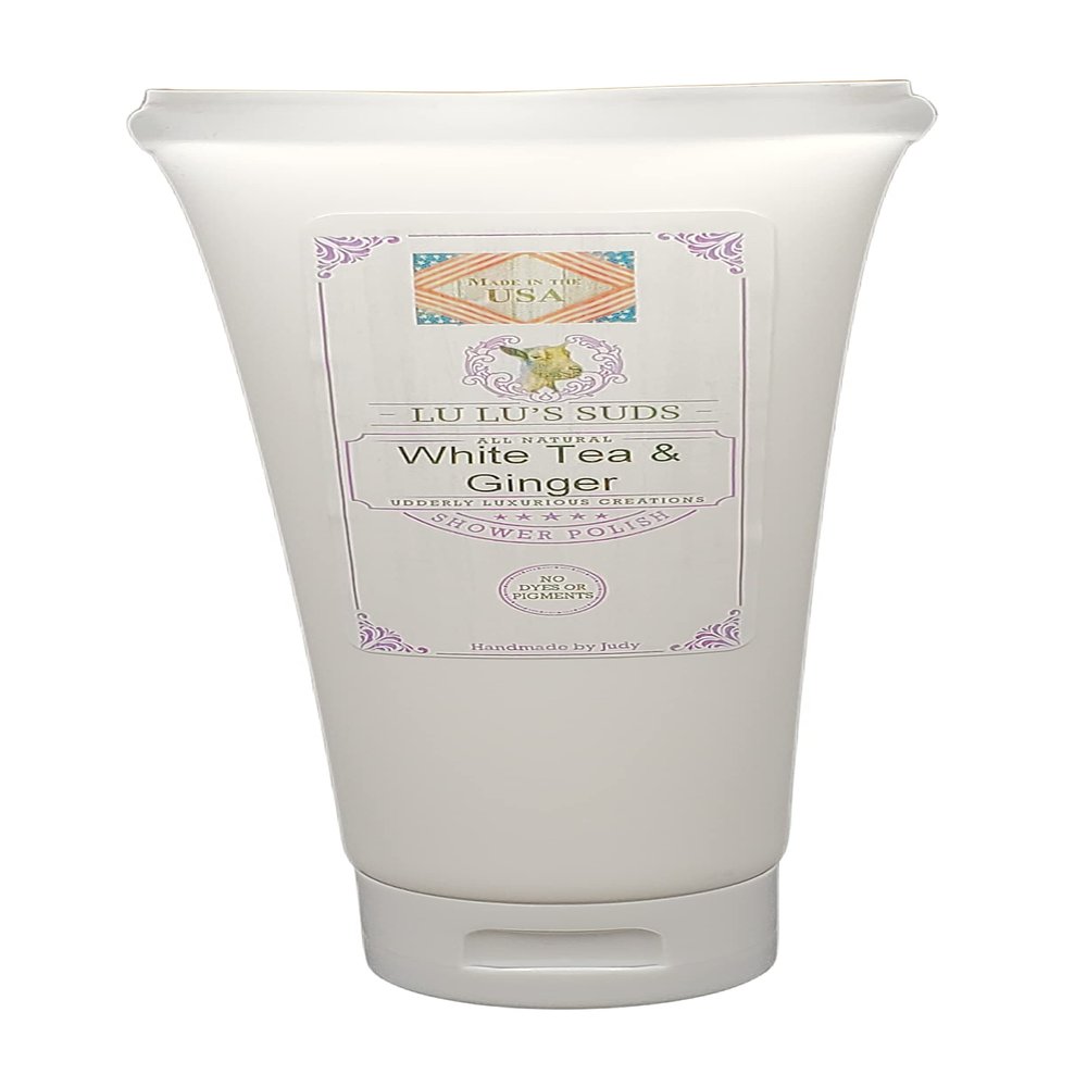 Acqua Di Eli Body Shower Polish, Moisturizing Sugar Scrub, For Heels, Elbows & Hands, Gentle Cleansing, Dry Skin, Natural Oils Blend, 4 oz. (8 oz, White Tea & Ginger)