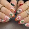 24Pcs Christmas French Tip Press on Nails Short Almond Christmas Tree Red Canes Fake Nails Gingerbread Man Glue on Nails Glossy Acrylic Nails for Women winter Nail Art Supplies view 1